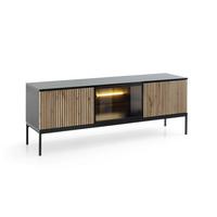 LOWBOARD SENTIERO 154x39x56 cm mit 3 Türen Schwarz - Eiche Wotan/Schwarz, Holzwerkstoff (154/56/39cm) - MASSENO