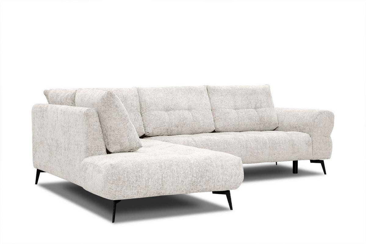 ECKSOFA SALVINI 5-Sitzer, ecru - Ecru/Schwarz, Holzwerkstoff/Textil (158/292cm) - Wozimo