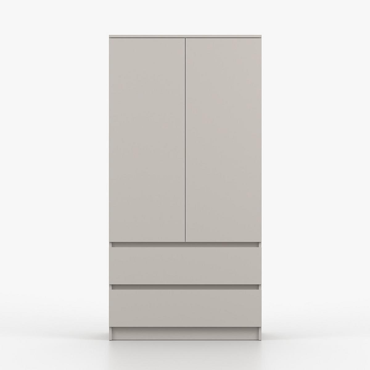 DREHTÜRENSCHRANK SOLO 2D2S II 90 cm Kaschmir/Kaschmir, 2-türig, zwei Schubladen, grifflos - Kaschmir, Holzwerkstoff (90/180/50cm) - imoebel24