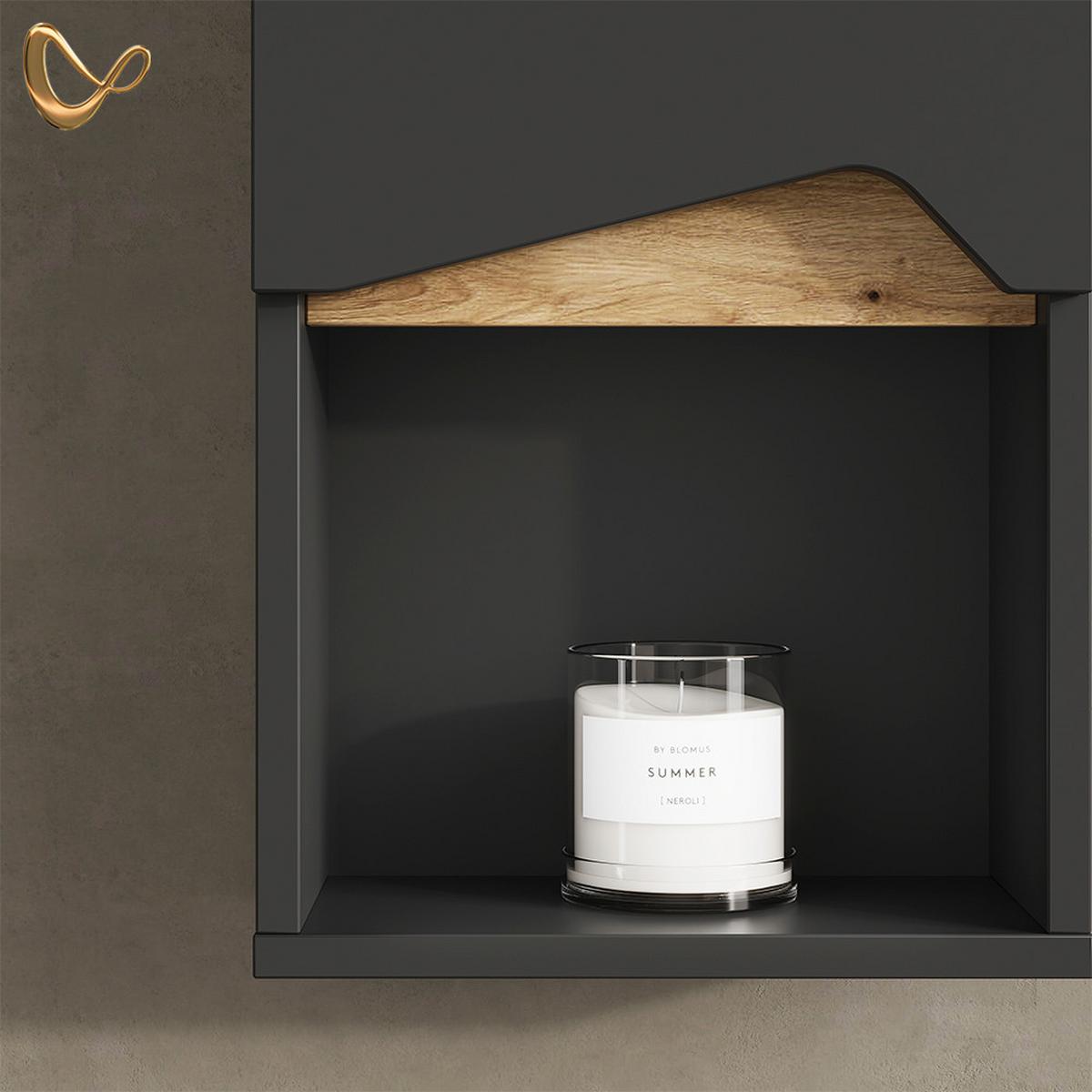 BADSCHRANK Timavo Anthrazit 30 x 67 cm mit Tür und offenem Fach - Anthrazit, Holzwerkstoff (30/67/17cm) - Livinity®