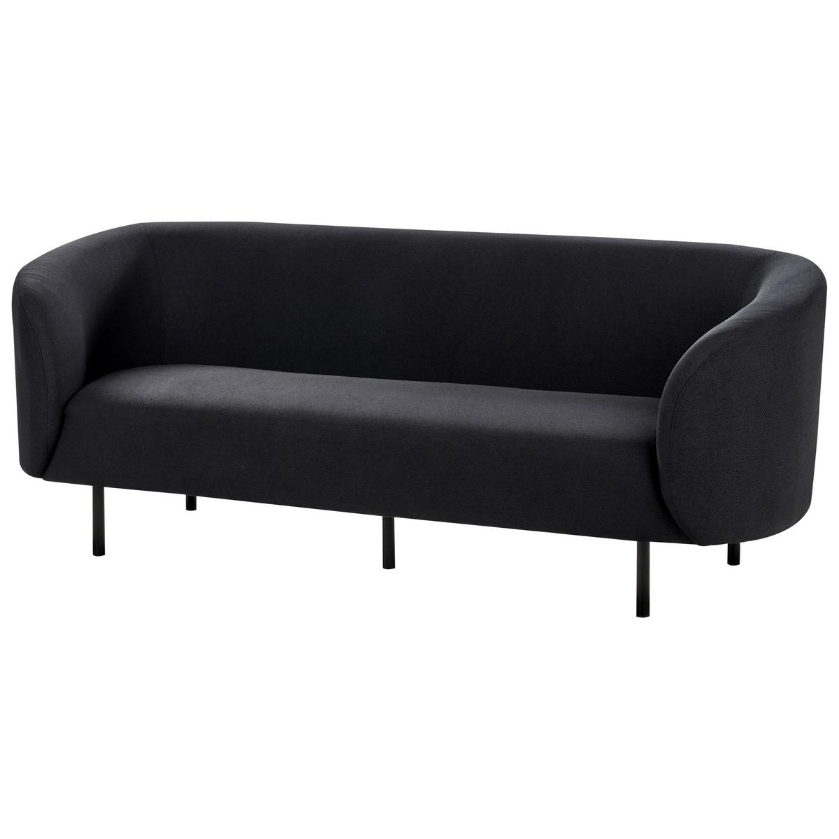3-SITZER-SOFA Stoff schwarz Loen - Schwarz, Textil (200/79/70cm) - Beliani