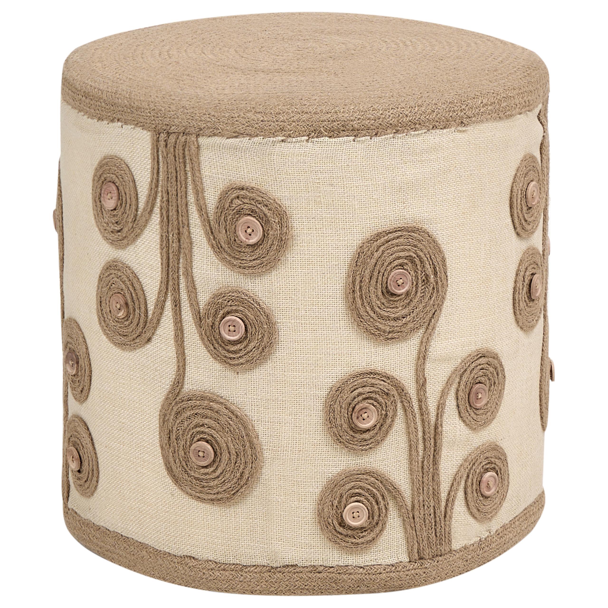 POUF Jute Weiß Diman - Weiß, Textil (40/40/40cm) - Beliani