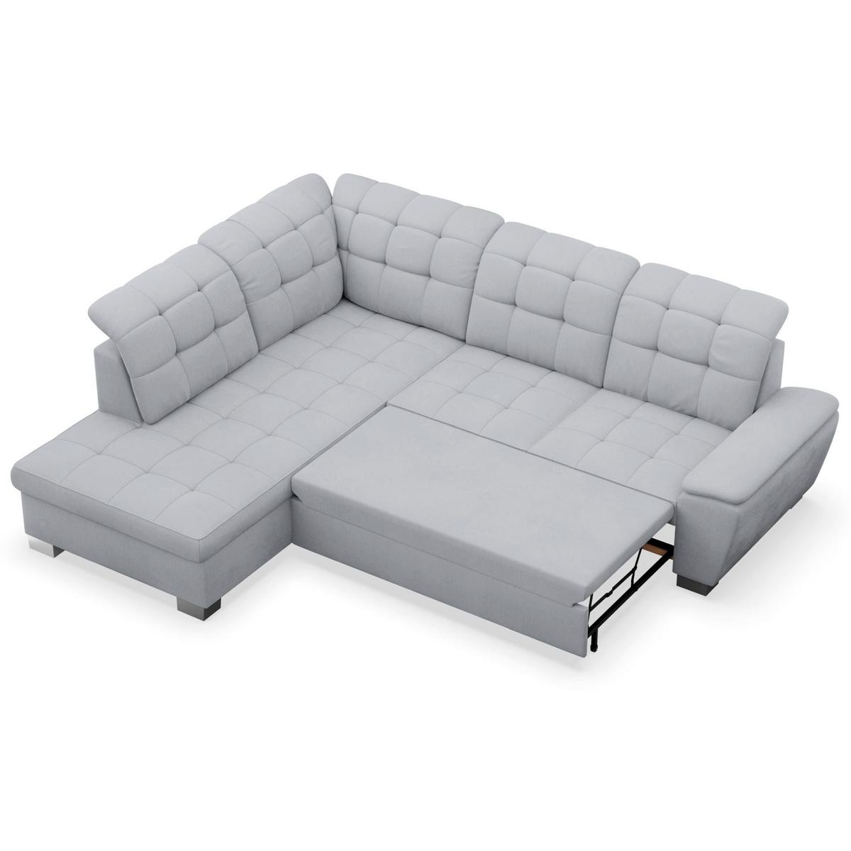 ECKSOFA Jamaal Hellgrau linksseitig - Hellgrau/Schwarz, Textil (258/212cm) - Selsey