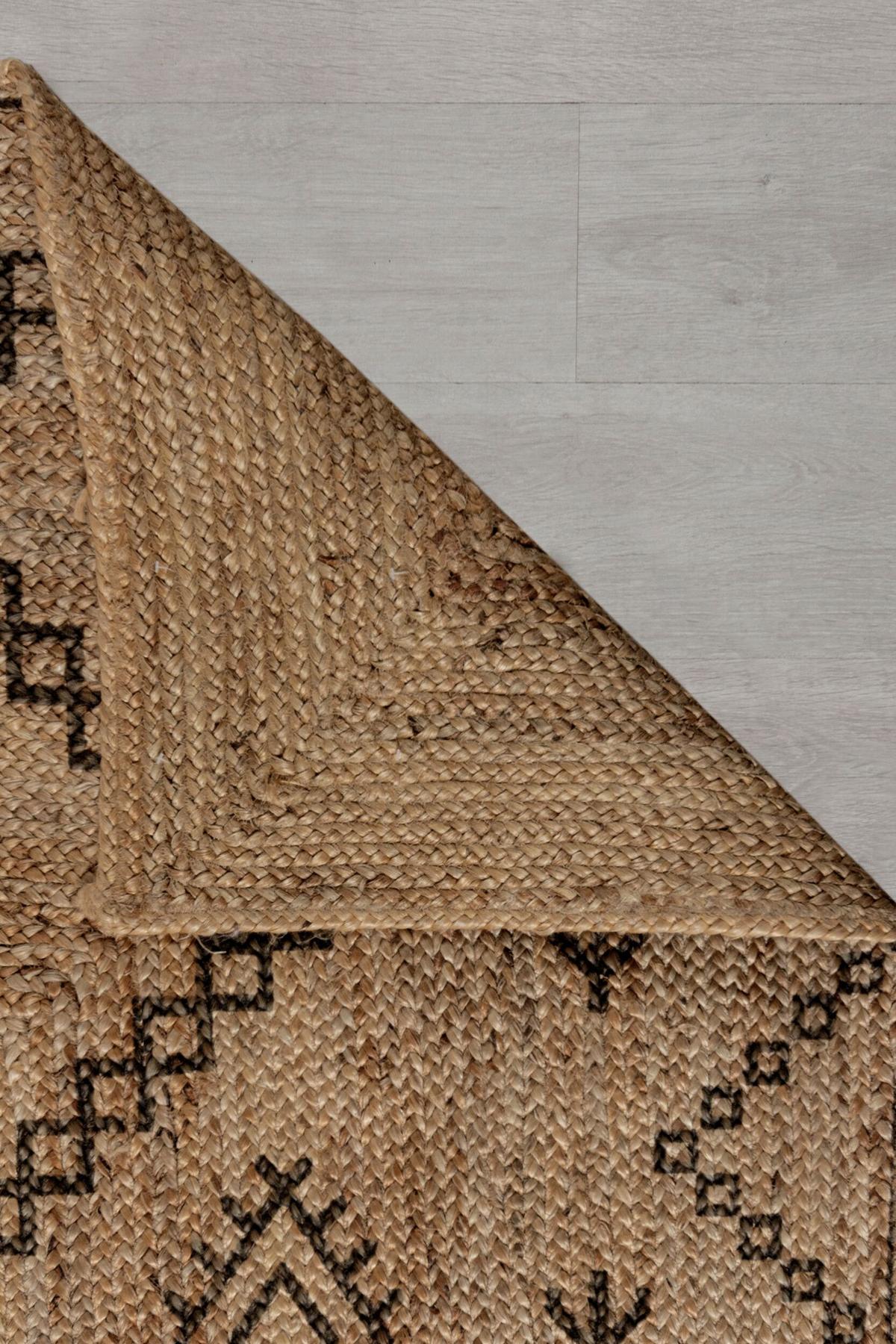 JUTETEPPICH handgewebt NEATH, geometrisch-abstrakt, Braun-Schwarz, 200 x 290 cm - Braun, Naturmaterialien (200/290cm) - KADIMA DESIGN