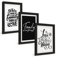 BILDER SET 3er Set - 20x30 cm Schwarzer Rahmen - Familie, Liebe, Wärme, Zuhause - Schwarz, Kunststoff (20/30cm) - TULUP
