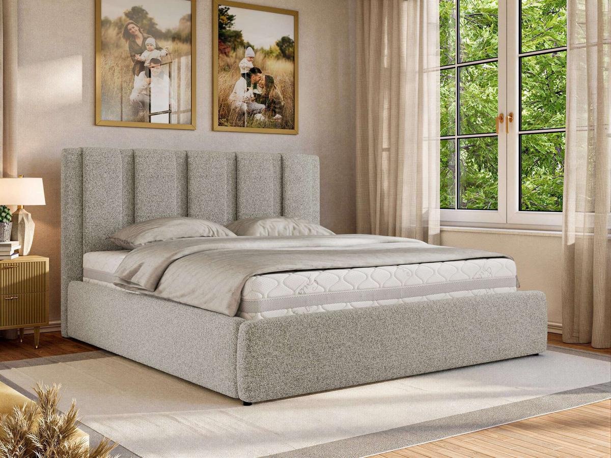 POLSTERBETT SAVINO CLASSIC 200/200 - Hellgrau Struktur - Multipocket-Matratze - Hellgrau, Textil (200/200cm) - MKS