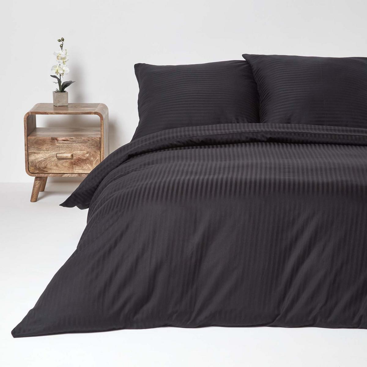 BETTWÄSCHE Damast Fadendichte 330 - Schwarz, Textil (155/220cm) - Homescapes
