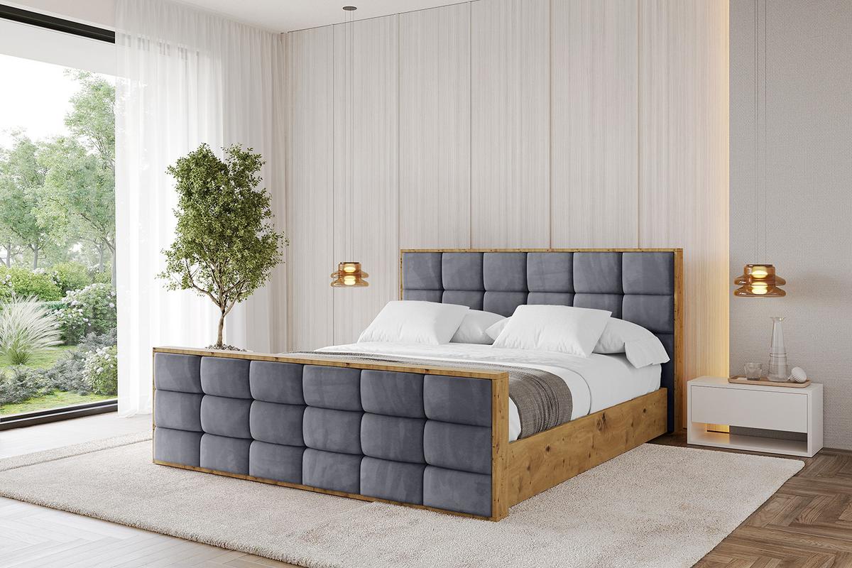 POLSTERBETT mit Bettkasten, Fußteil und Lattenrost, Boxbett ohne Matratze - ENZO2-Z 180x200 Dunkelgrau - Dunkelgrau, Holzwerkstoff/Textil (180/200cm) - ALTDECOR