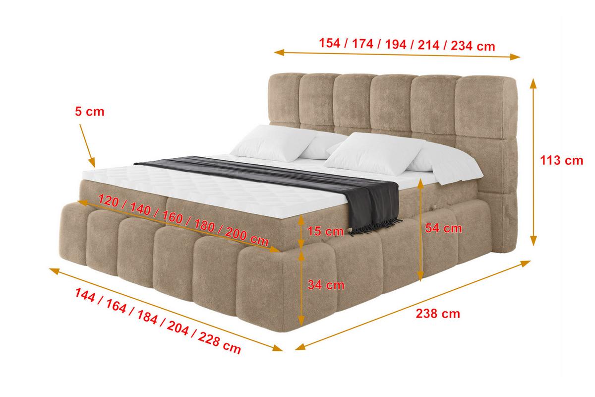BOXBETT - AURI-H3 - 180x200 Beige Lapitt - Cappuccino, Holzwerkstoff (180/200cm) - ALTDECOR