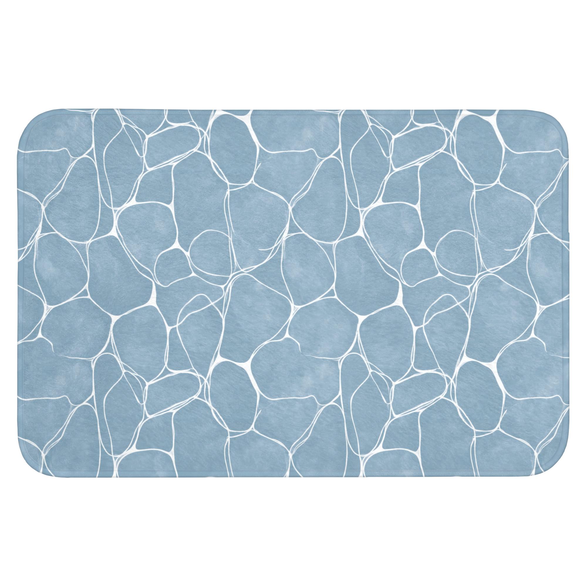 BADEMATTE Organisch - Muster - Blau Badvorleger 90x60 cm - Hellblau, Textil (90/60cm) - OnlyWow