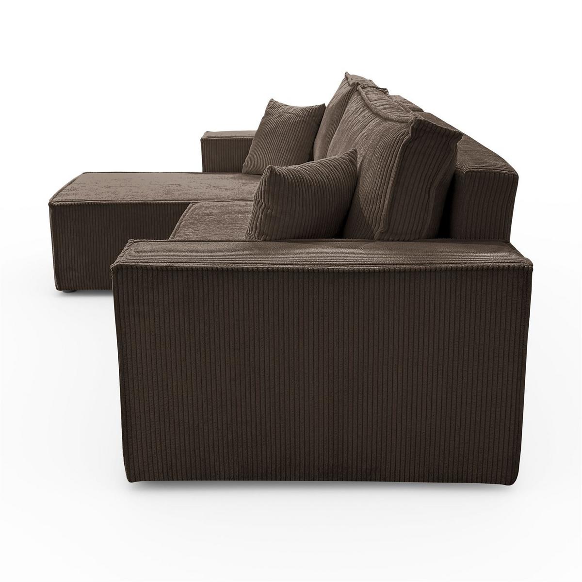 GEPOLSTERTES Ecksofa CARLOS L, Poso 06 - Braun, Textil (247/143cm) - Lookway
