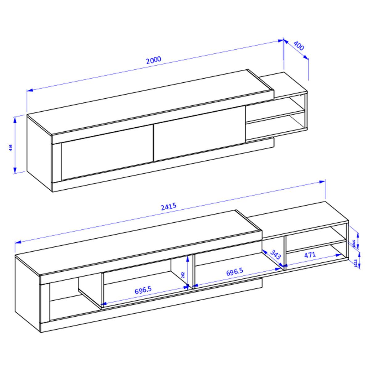 TV-MÖBEL Azior Weiß und Holz - Weiß, Holzwerkstoff (200/43.4/40cm) - Petits-meubles