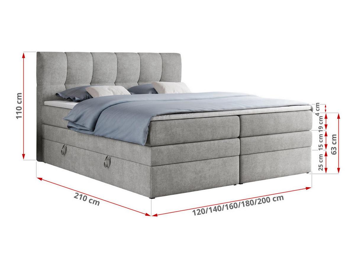 BOXSPRINGBETT ALVIN KING 160/200 Hellgrau Struktur - H4 - Hellgrau, Holz/Textil (160/200cm) - MKS