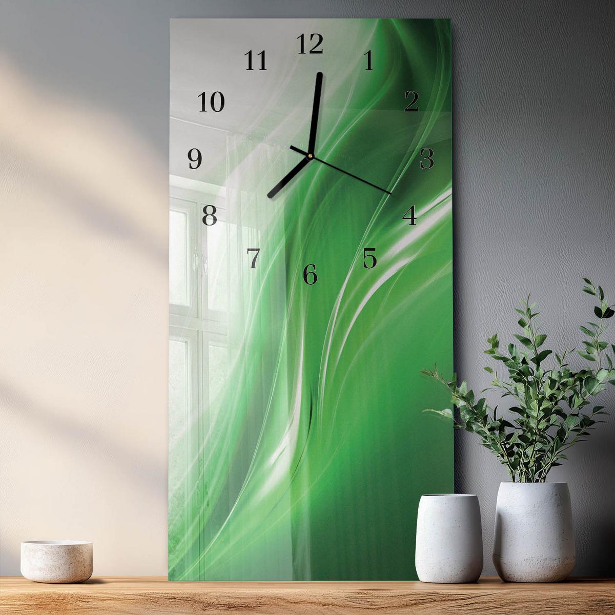 WANDUHR aus Glas 30x60 cm - Abstraktion - Grün, Glas (30/60/0.4cm) - TULUP