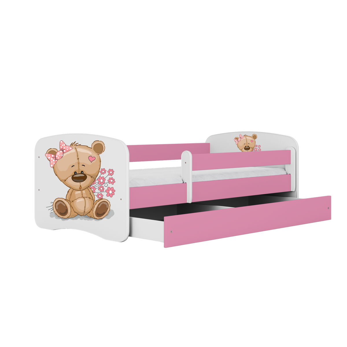 KINDERBETT Teddybärblumen mit Schublade 180/80 90/61/184 - Rosa, Holzwerkstoff (80/180cm) - RAUMHIRSCH FURNITURE