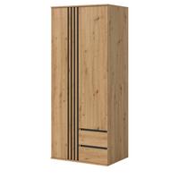 KLEIDERSCHRANK Eiche Artisan, grau 80 x 192 cm, Wäscheschrank 2-türig - Anthrazit/Eiche Artisan, Holzwerkstoff (80/192/56cm) - Inn.Furn