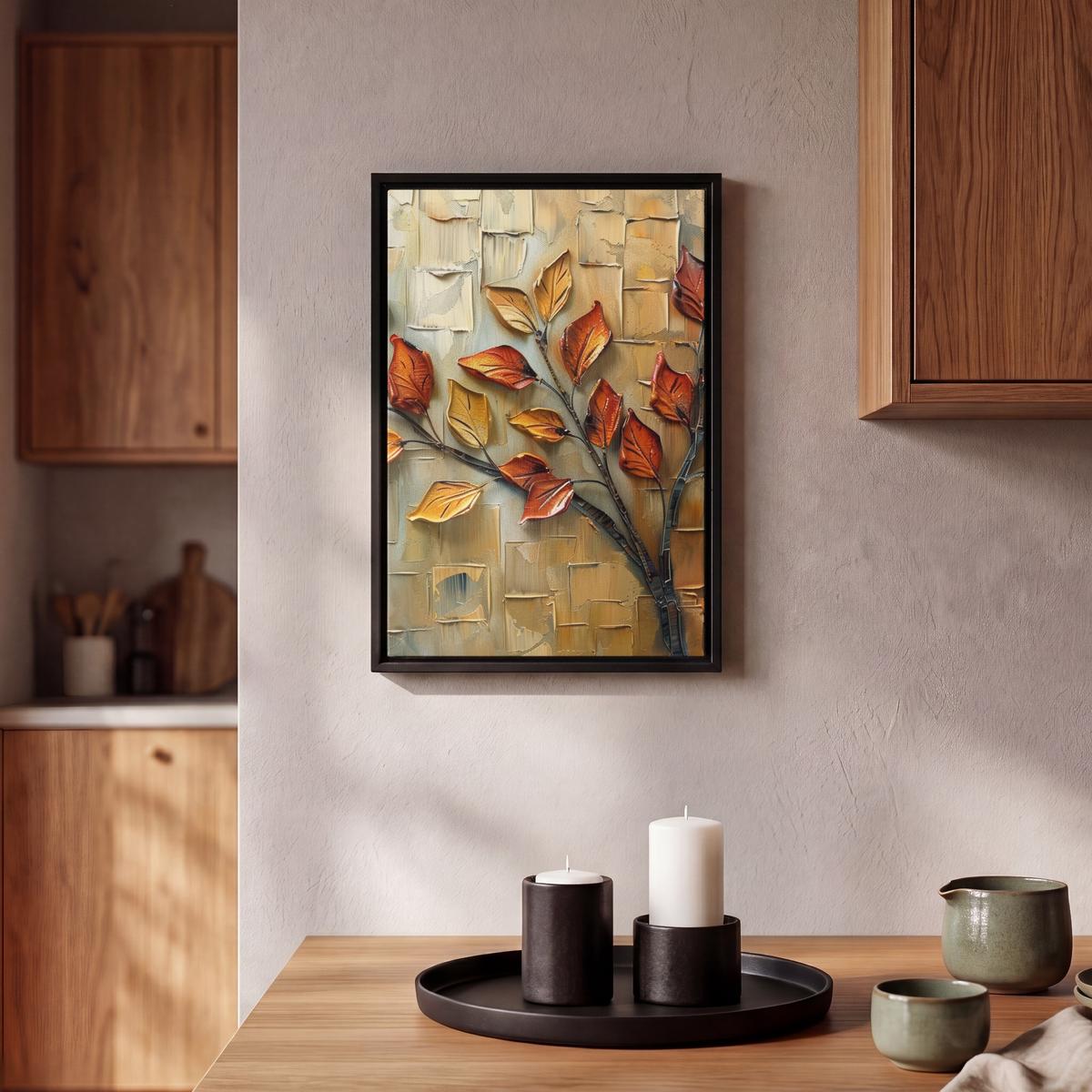 LEINWAND Bilder mit Rahmen - Baum - Abstrakt - Natur - Kunst - 20x30 - Goldfarben, Textil (20/30cm) - MuchoWow