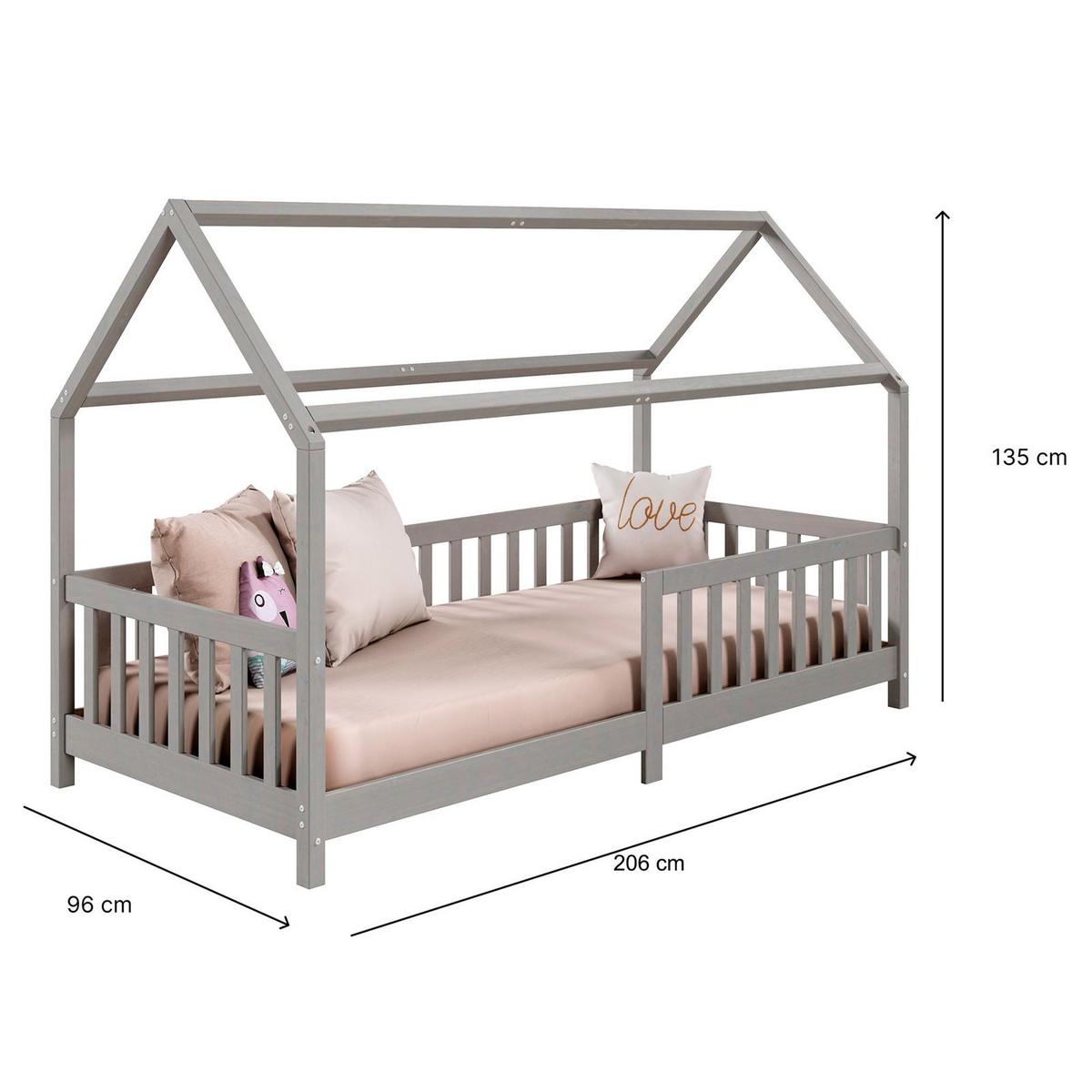 HAUSBETT NINA 90X200 CM - Grau, Holz (96/135/206cm) - IDIMEX
