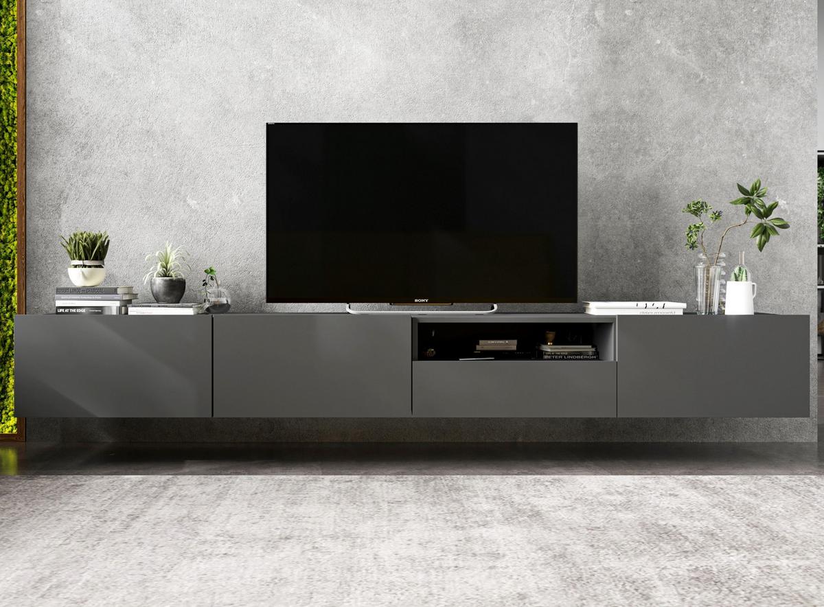 TV-LOWBOARD 2-er Set Enjoy Grau Matt Schublade 120 cm - Grau, Holzwerkstoff (240/30/35cm) - Meble Lindner