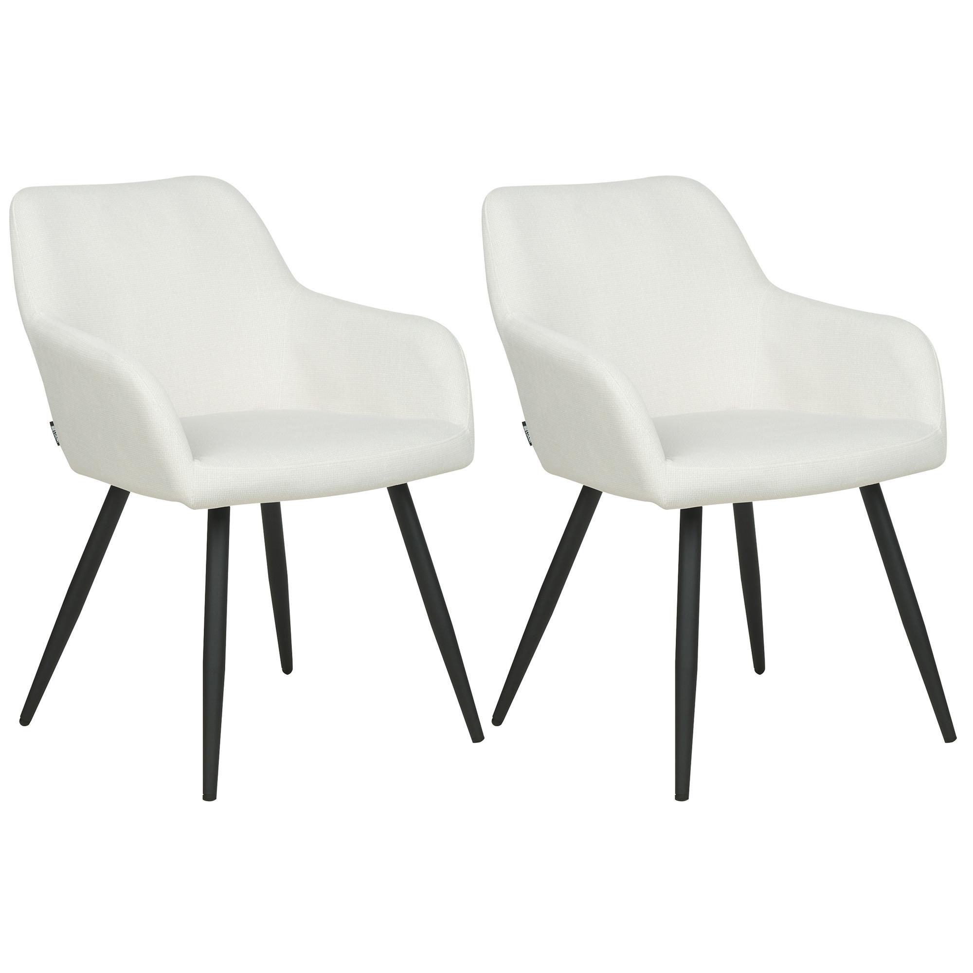 ESSZIMMERSTUHL 2er-Set Samt cremeweiß Casmalia - Weiß, Textil (59/78/62cm) - Beliani