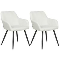 ESSZIMMERSTUHL 2er-Set Samt cremeweiß Casmalia - Weiß, Textil (59/78/62cm) - Beliani