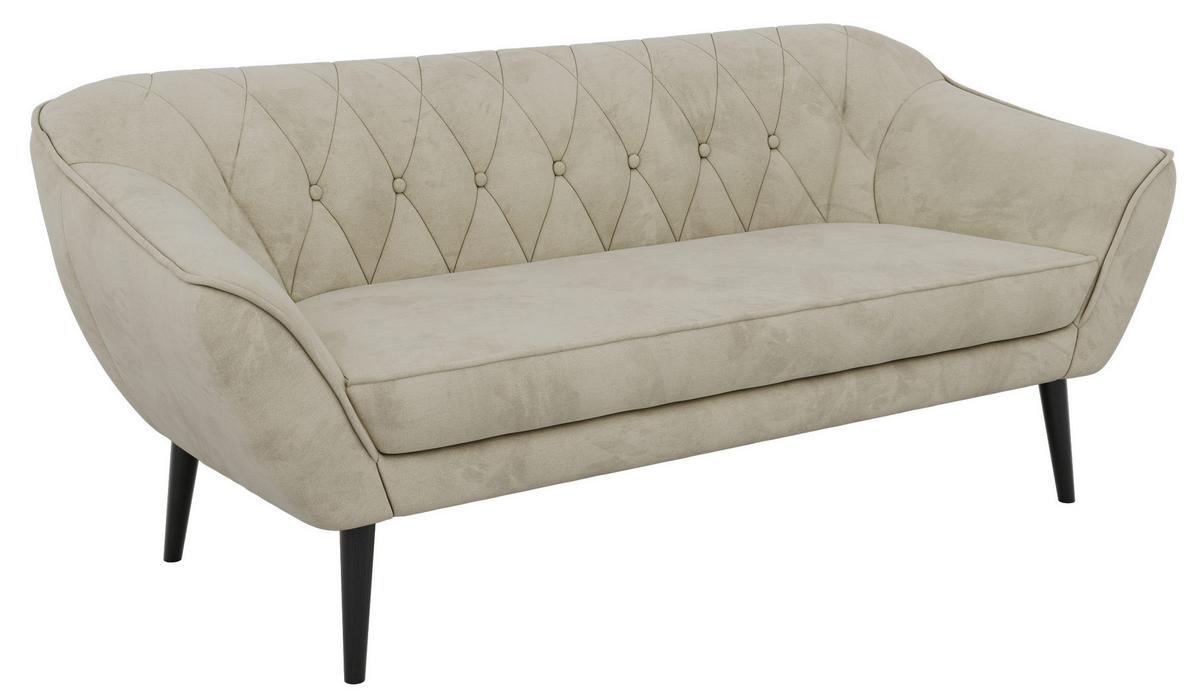 3-SITZER-SOFA PIRS - Beige Velvet - Schwarze Beine - Beige/Schwarz, Holzwerkstoff/Textil (180/75/74cm) - MKS