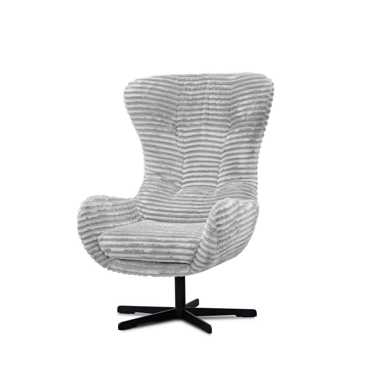 SESSEL MONACO 1-Sitzer, Cordstoff hellgrau - Hellgrau/Schwarz, Holz/Textil (74/116/84cm) - Courtois Laville
