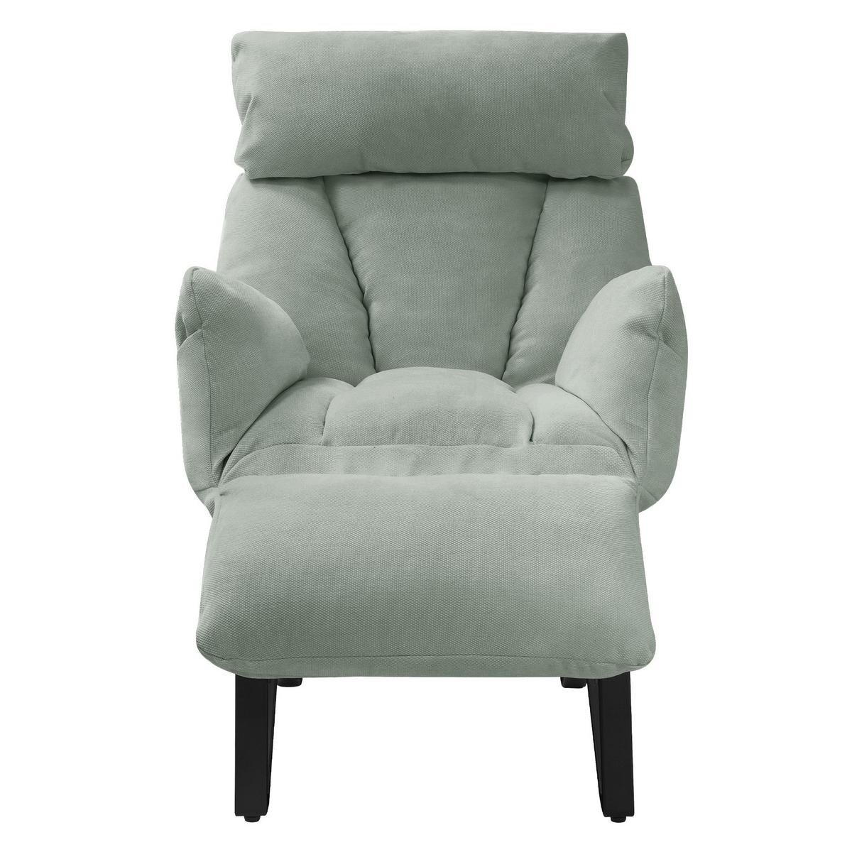 SESSEL mit Liegefunktion Grau-Grün Leinenbezug Relaxsessel verstellbar für Wohnzimmer - Schwarz/Hellgrün, Textil/Metall (85/102/82cm) - ML-DESIGN