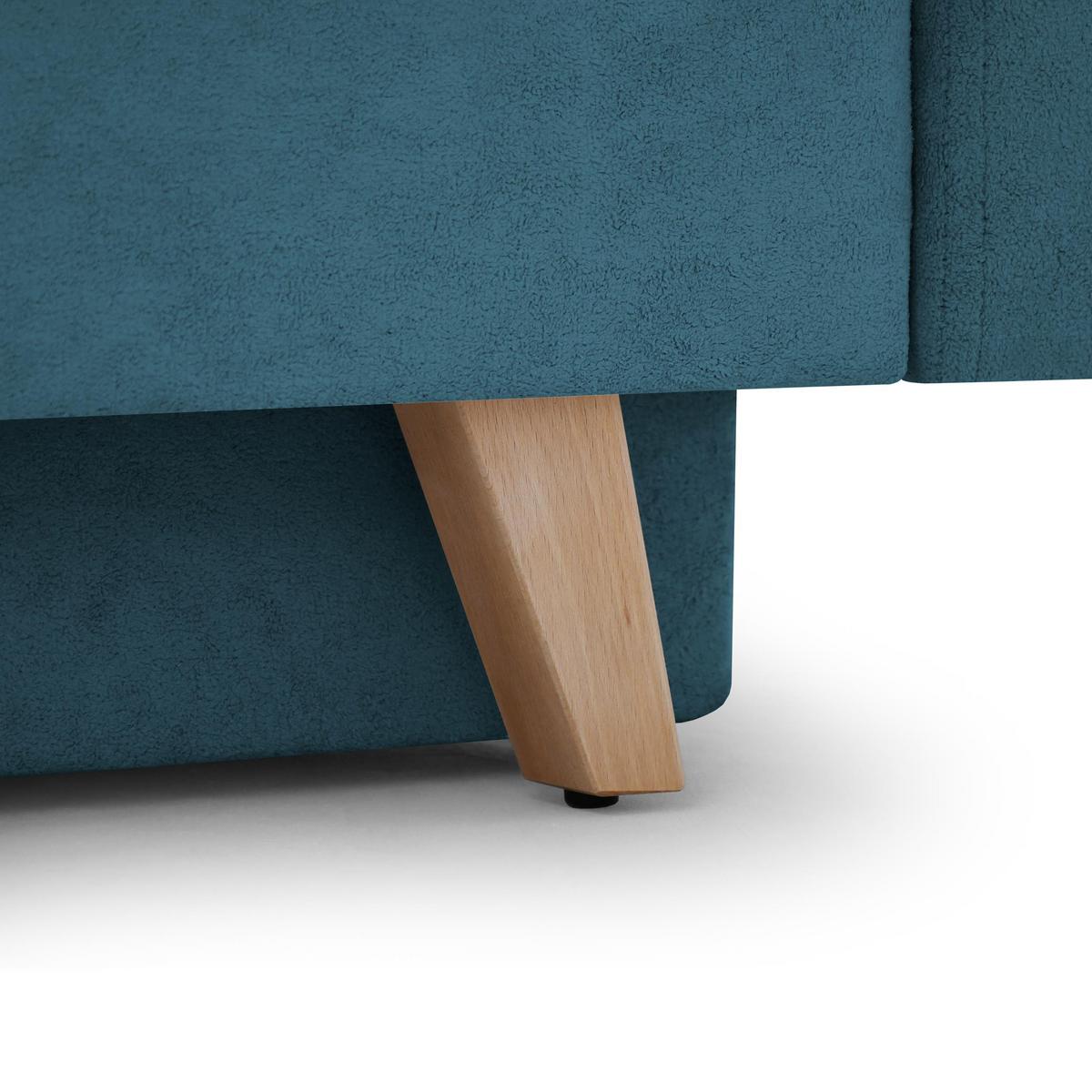 ECKSCHLAFSOFA Vinci mit universelle Ottomane, Dunkelblau - Buchefarben/Dunkelblau, Textil (236/151cm) - Beautysofa
