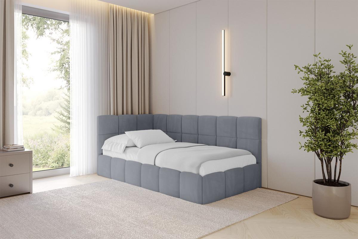 EINZELBETT Jugendbett mit Bettkasten Rechts, mit Matratze - LIVY 100x200 Grau - Grau, Holzwerkstoff/Textil (100/200cm) - ALTDECOR