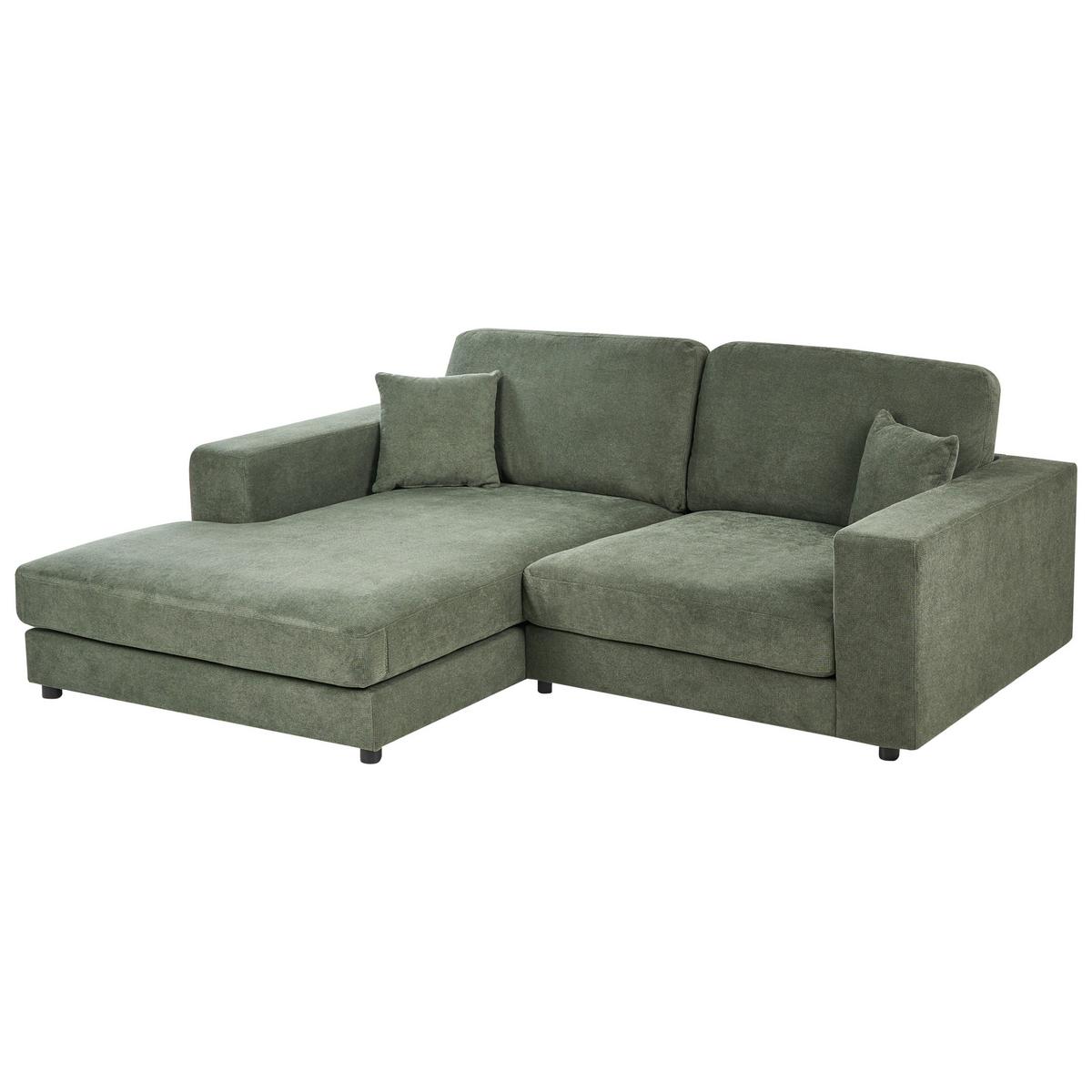 ECKSOFA 3-Sitzer Stoff Grün rechtsseitig Lofoten - Grün, Textil (250/185cm) - Beliani