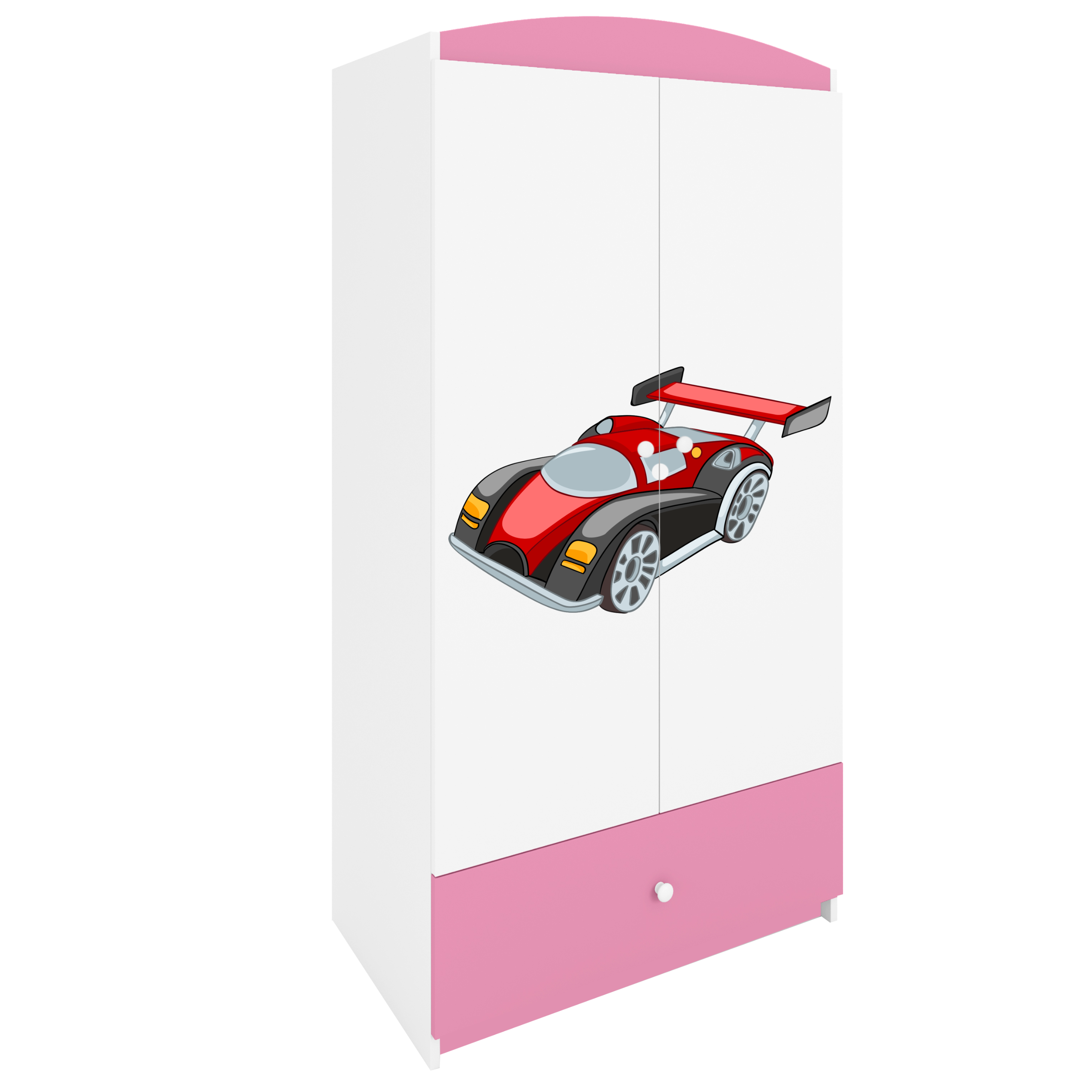 KINDERKLEIDERSCHRANK Rennwagen - Hellrosa, Holzwerkstoff (90/175/52cm) - RAUMHIRSCH FURNITURE