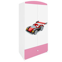 KINDERKLEIDERSCHRANK Rennwagen - Hellrosa, Holzwerkstoff (90/175/52cm) - RAUMHIRSCH FURNITURE