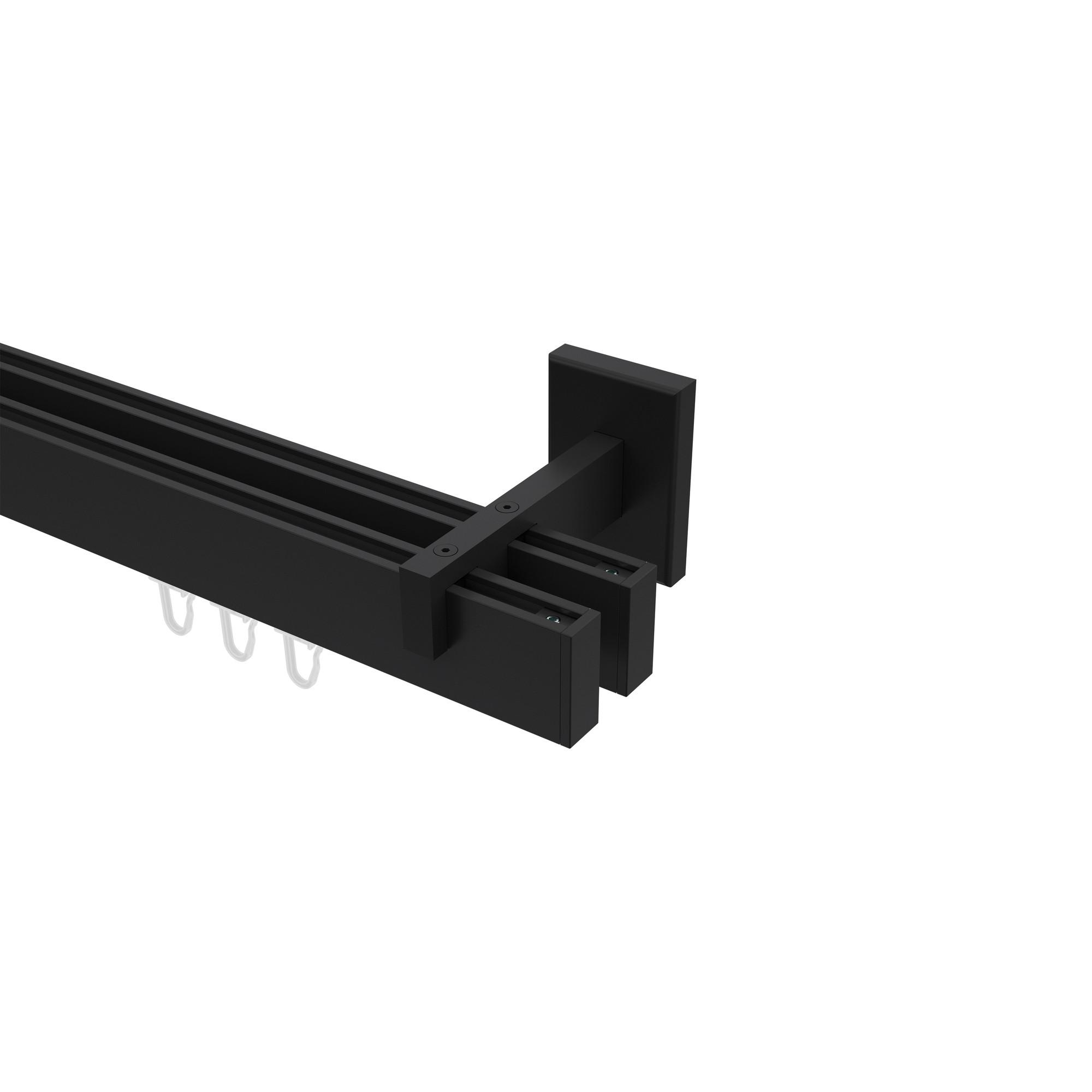 GARDINENSTANGE INNENLAUF Smartline Paxo 200 cm, 2-läufig, 14x35 mm Schwarz - Schwarz, Metall (200cm) - INTERDECO