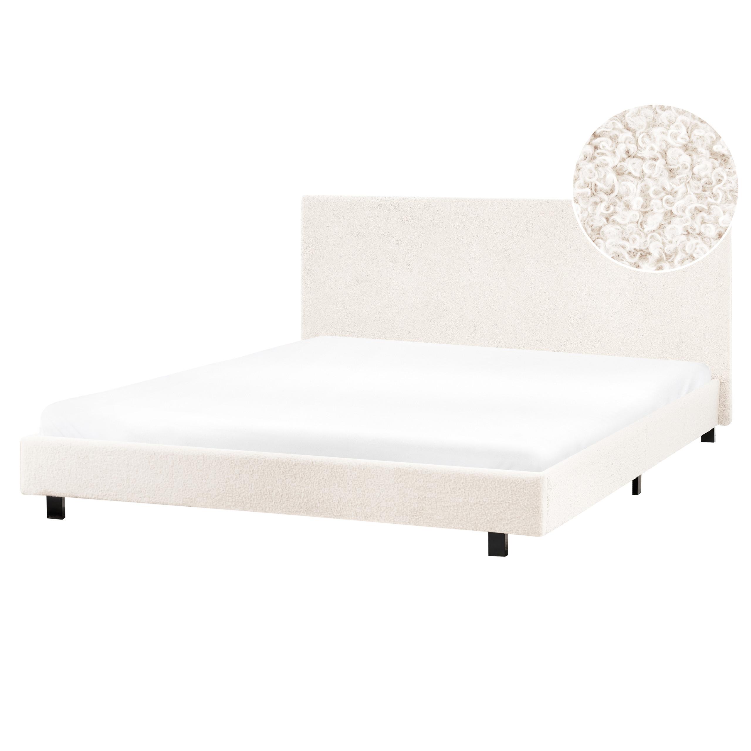 BETT mit Lattenrost 160/200 cm Cremeweiß Albi - Schwarz/Weiß, Textil (160/200cm) - Beliani