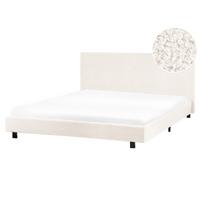 BETT mit Lattenrost 160/200 cm Cremeweiß Albi - Schwarz/Weiß, Textil (160/200cm) - Beliani