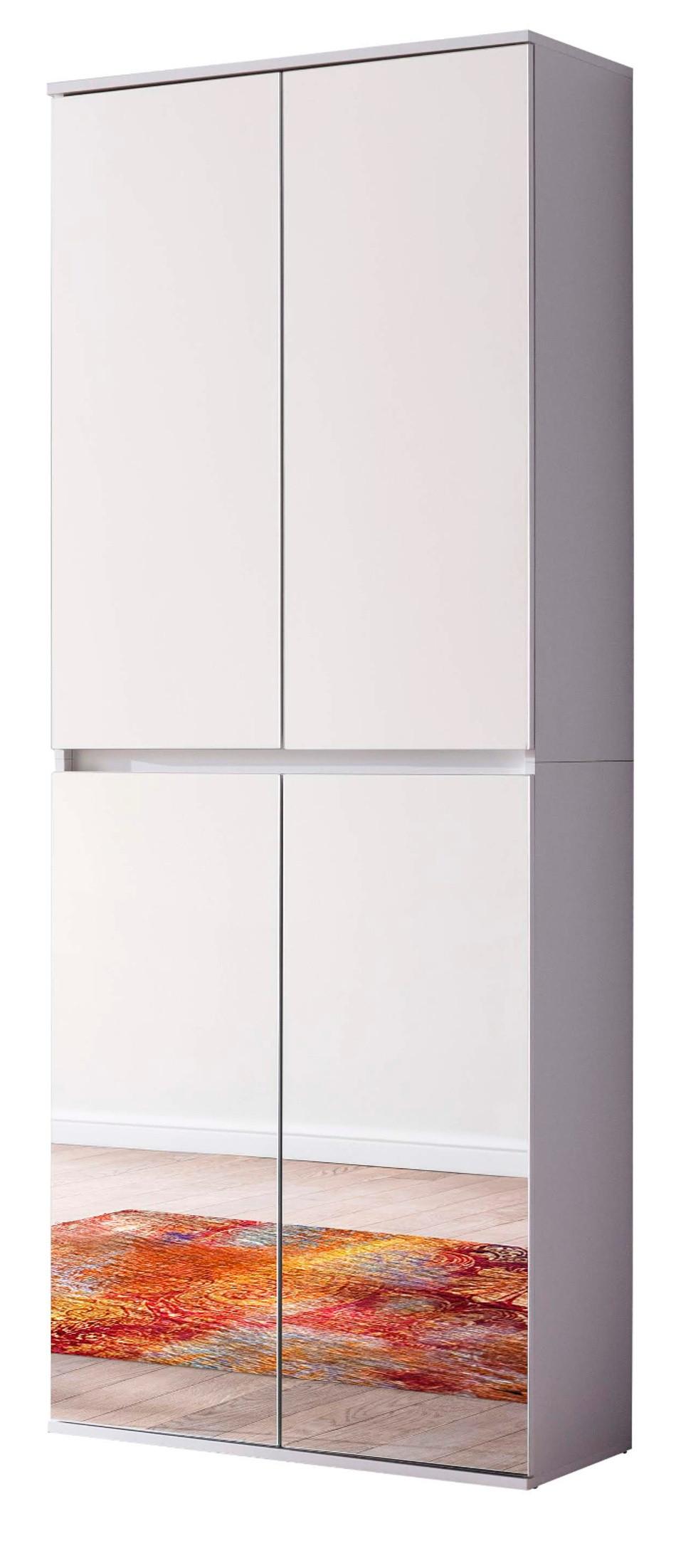 GARDEROBENSCHRANK weiß 74 x 191 cm, Schuhschrank mit Spiegeltüren - Weiß, Glas/Holzwerkstoff (74/191/34cm) - Top.Furn