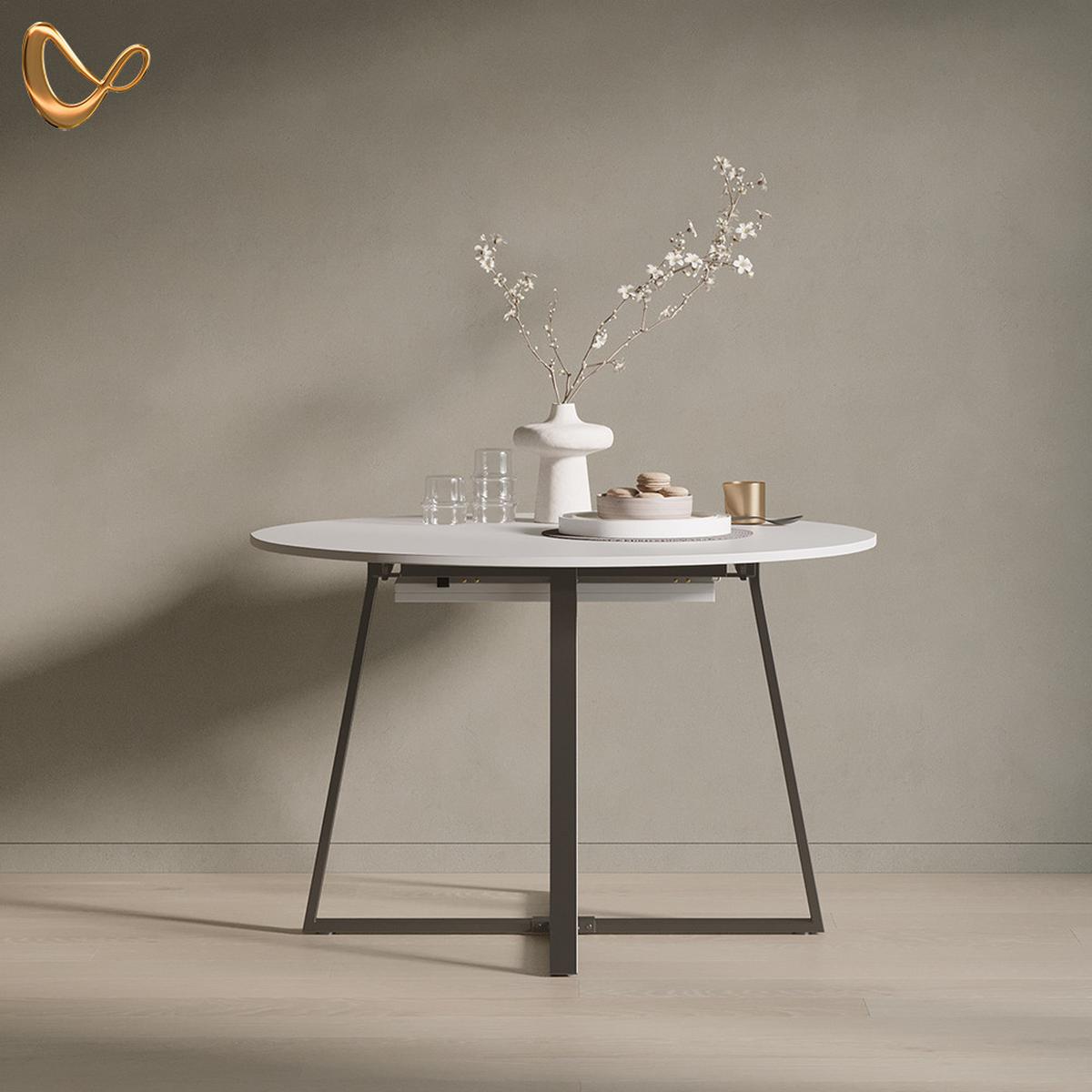 ESSTISCH Firenze Weiß/Schwarz 120 x 120 cm ausziehbar - Schwarz/Weiß, Holzwerkstoff (120/120/75.8cm) - Livinity®