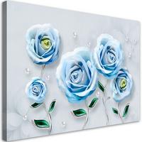 WANDBILD blaue 3d rosen blume - Blau, Textil (60/40cm) - Feeby