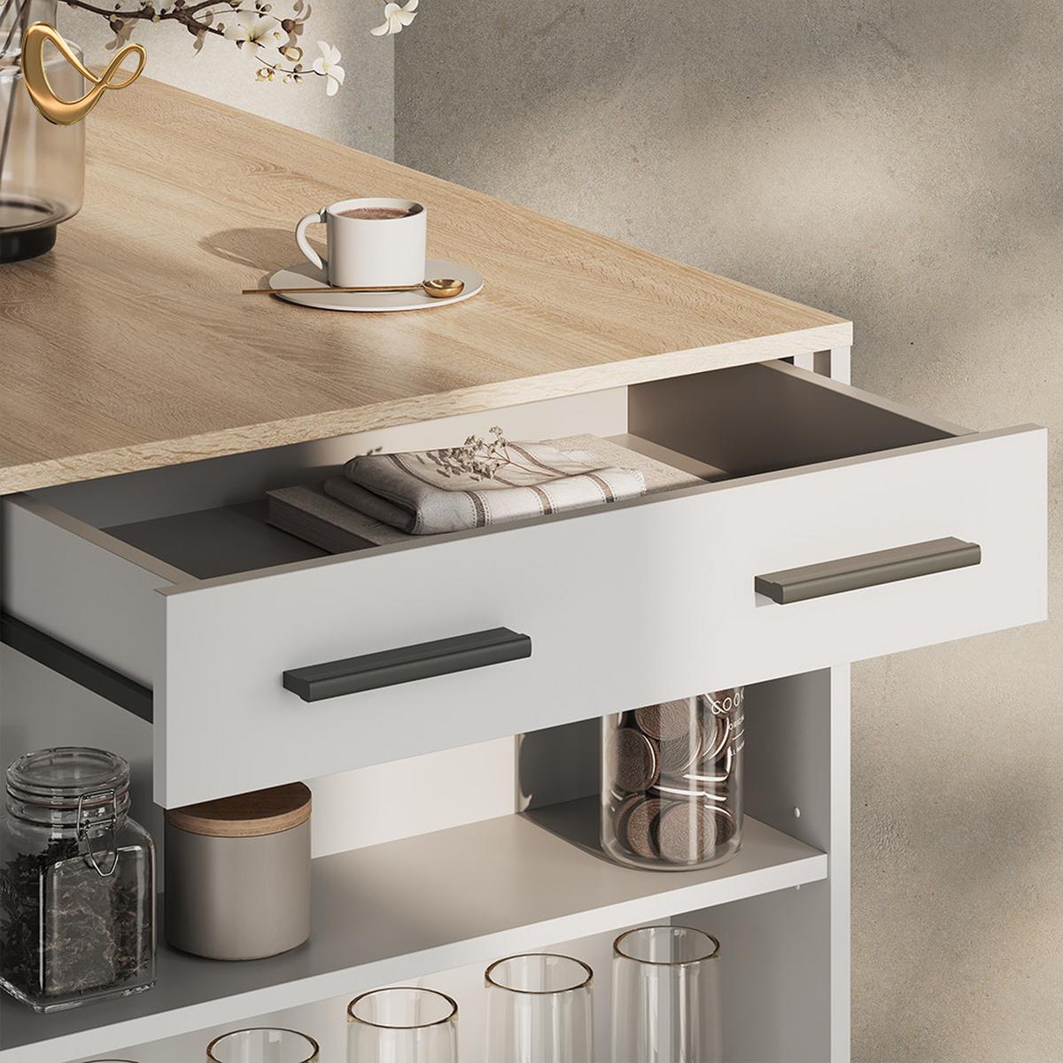 BARTISCH Regusa Weiß/Sonoma 67 x 100 cm - Weiß/Sonoma Eiche, Holzwerkstoff (100/67/106cm) - Livinity®