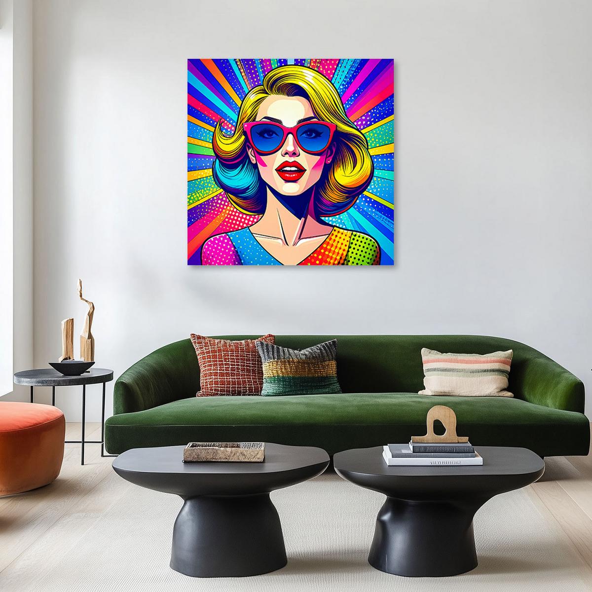 WANDBILD, Frau mit Brille im Pop Art Stil - Multicolor, Textil (20/20cm) - Feeby