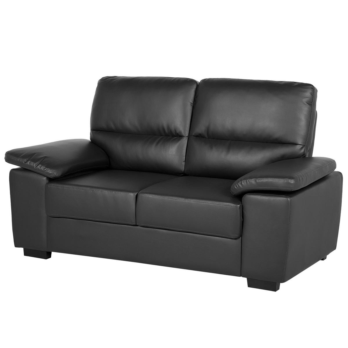 2-SITZER-SOFA Kunstleder Schwarz Vogar - Schwarz, Kunststoff/Textil (156/90/74cm) - Beliani