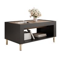COUCHTISCH AVENA 97/56/47 cm Rechteckig, Schwarz/Eiche - Schwarz, Holzwerkstoff/Kunststoff (56/97/47cm) - Idohome