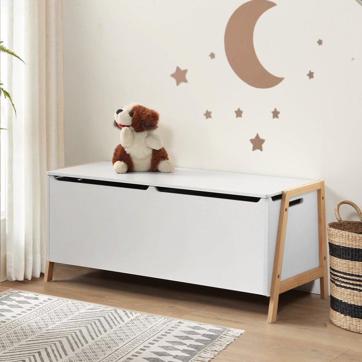AUFBEWAHRUNGSTRUHE mit 2 Fächern für Kinder 99/40/43 cm - Weiß, Holzwerkstoff (40/43/99cm) - Calicosy