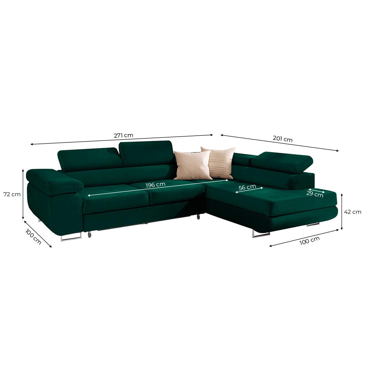 ECKSOFA Wilson 4 Sitzplätze Tannengrün - Grün, Textil (271/201cm) - Petits-meubles