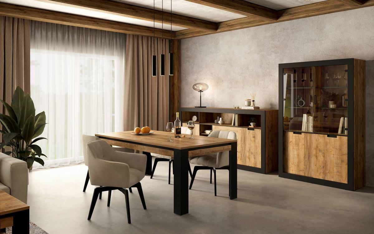 ESSTISCH DAVOR 195 x 100 x 77 cm - Schwarz, Holz (195/100/77cm) - MASSENO