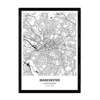 POSTER Manchester - Vereinigtes Königreich A3 Schwarzer Rahmen - Schwarz, Papier (29.7/5/42cm) - Nacnic