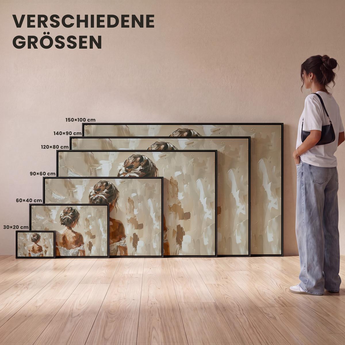 LEINWAND Bilder mit Rahmen - Frau - Farbe - Abstrakt - Beige - Modern - 30x20 - Sandfarben, Textil (30/20cm) - MuchoWow