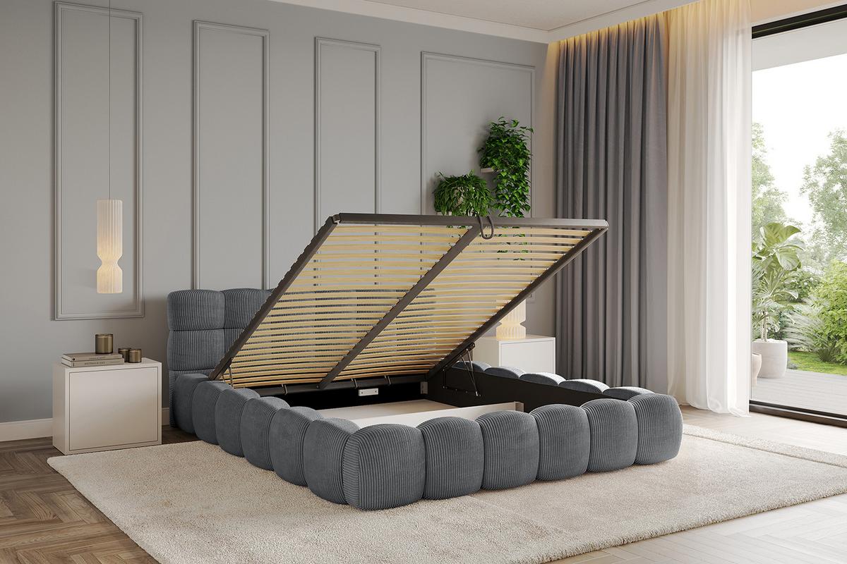 POLSTERBETT mit Bettkasten und Lattenrost, Boxbett ohne Matratze - LEYA-v1 120x200 Dunkelgrau - Dunkelgrau, Holzwerkstoff/Textil (120/200cm) - ALTDECOR