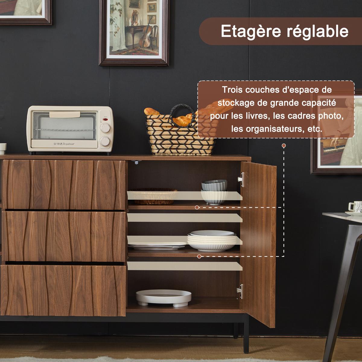 SIDEBOARD mit verstellbaren Regalen und Metallbeinen - Braun, Holzwerkstoff (150/80/40cm) - Urban Meuble
